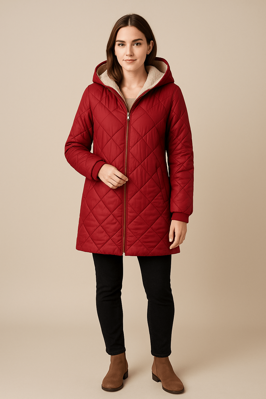 Ashford | Aila – Women’s Diamond Quilted Mid - Thigh Coat with Reversible Hood - Ashford London Clothing