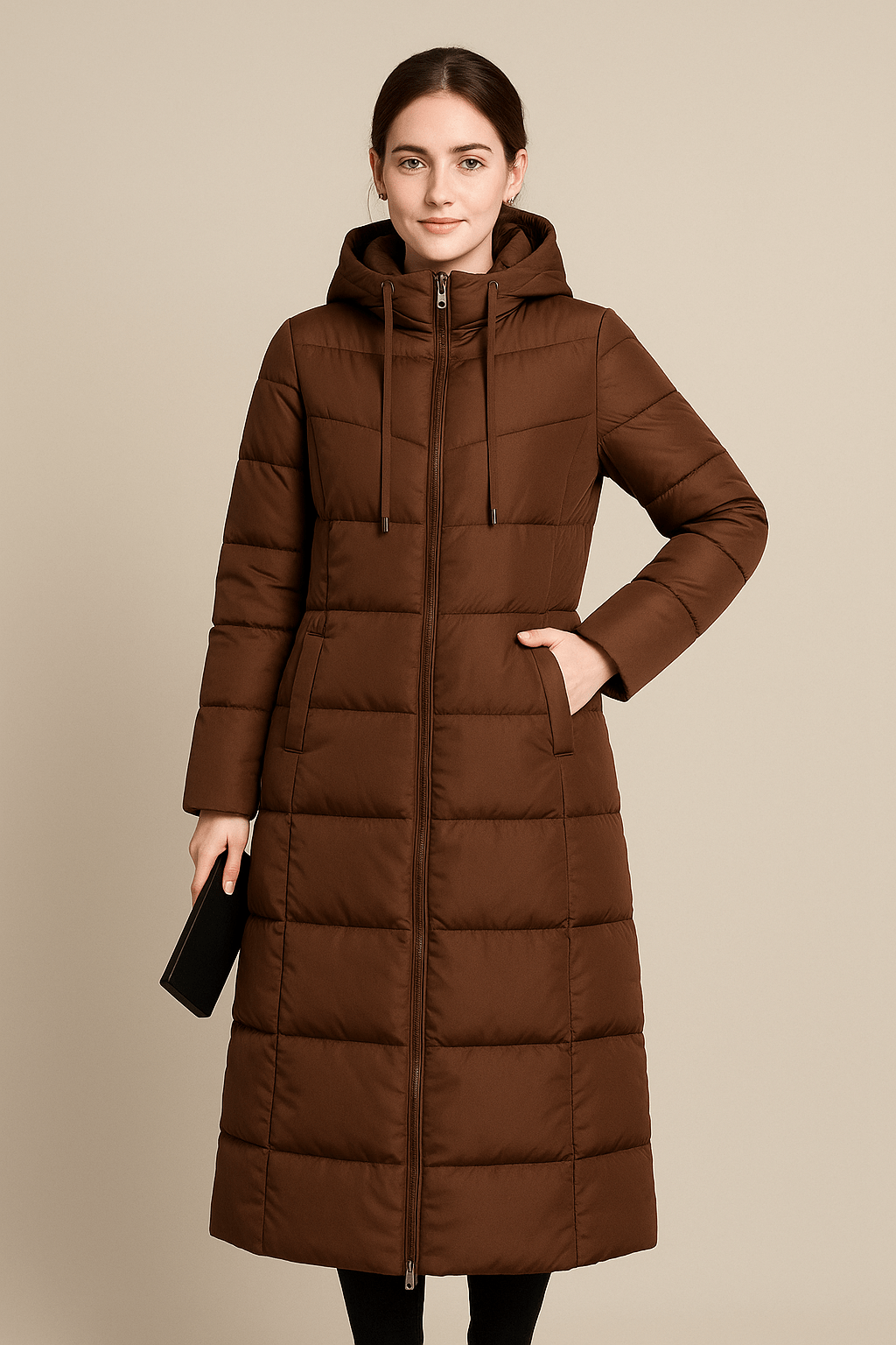 Ashford | Anja – Women’s Long Quilted Puffer Coat with High Collar and Full Zip - Ashford London Clothing
