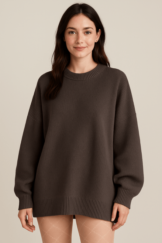 Ashford | Bella – Women’s Oversized Knit Sweater with Side Slits – Cotton Blend - Ashford London Clothing
