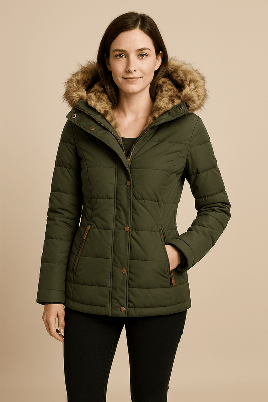 Ashford | Blake – Women’s Fitted Quilted Puffer Jacket with Faux Fur Hood - Ashford London Clothing