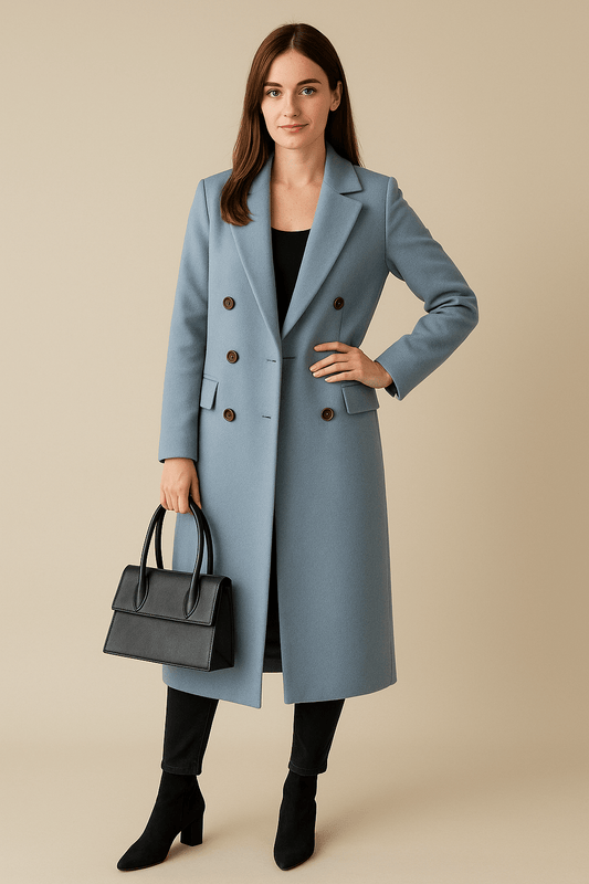 Ashford | Johanna – Women’s Long Wool - Blend Double - Breasted Coat with Tailored Fit - Ashford London Clothing