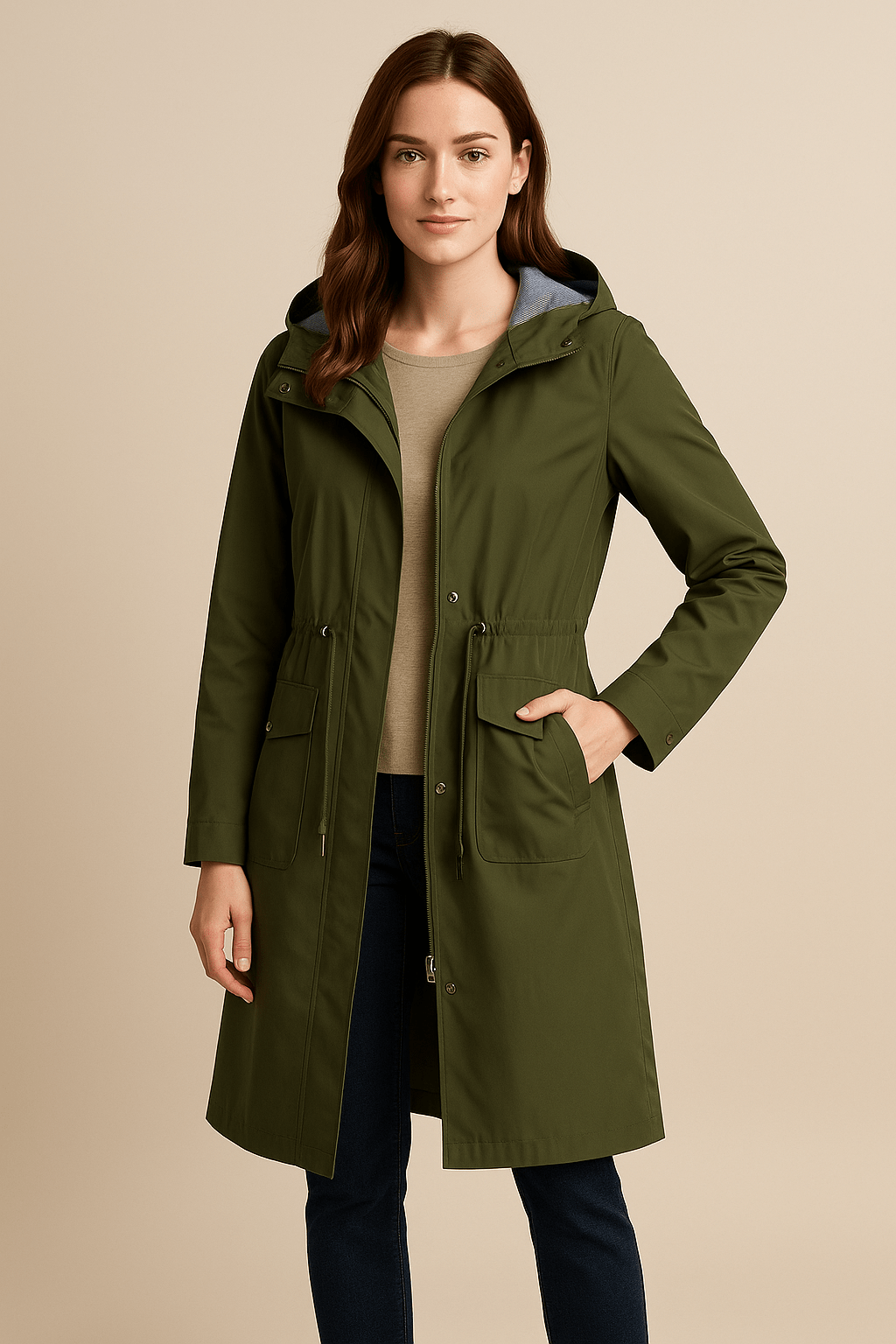 Ashford | Nala – Women’s Long Water - Resistant Hooded Jacket with Adjustable Waist - Ashford London Clothing