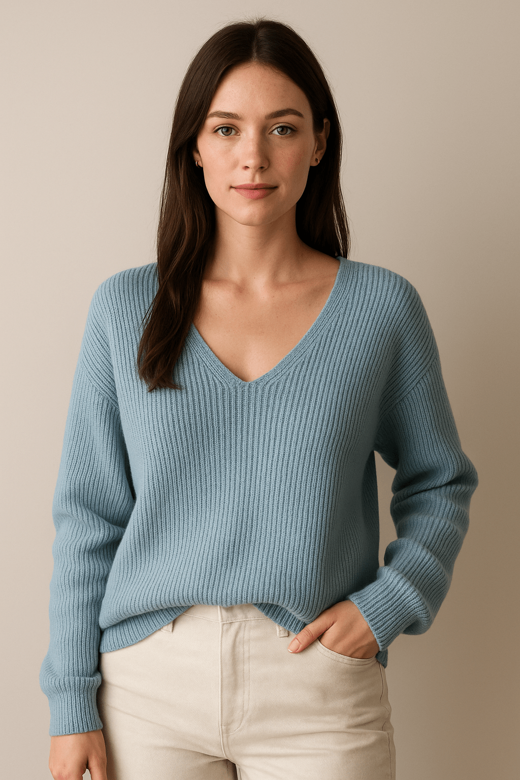 Ashford | Rhea – Women’s V - Neck Relaxed Fit Sweater – Wool Blend - Ashford London Clothing
