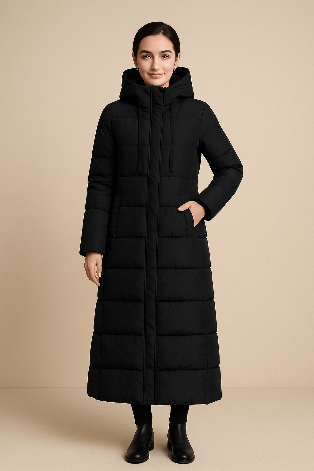 Ashford | Anja – Women’s Long Quilted Puffer Coat with High Collar and Full Zip - Ashford London Clothing