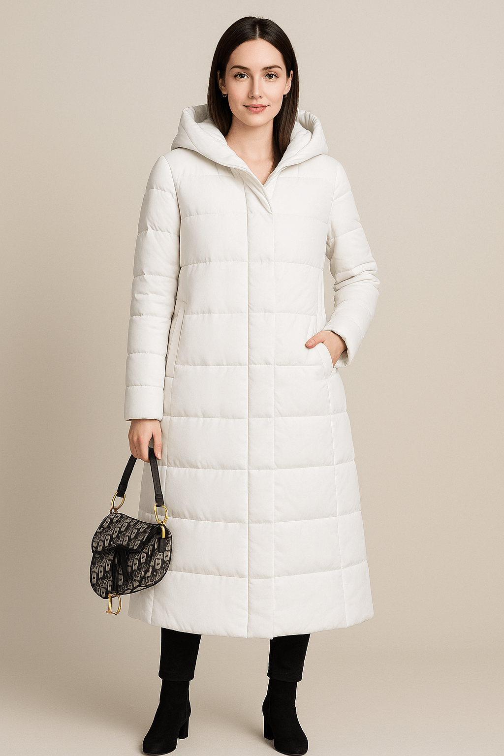 Ashford | Anja – Women’s Long Quilted Puffer Coat with High Collar and Full Zip - Ashford London Clothing
