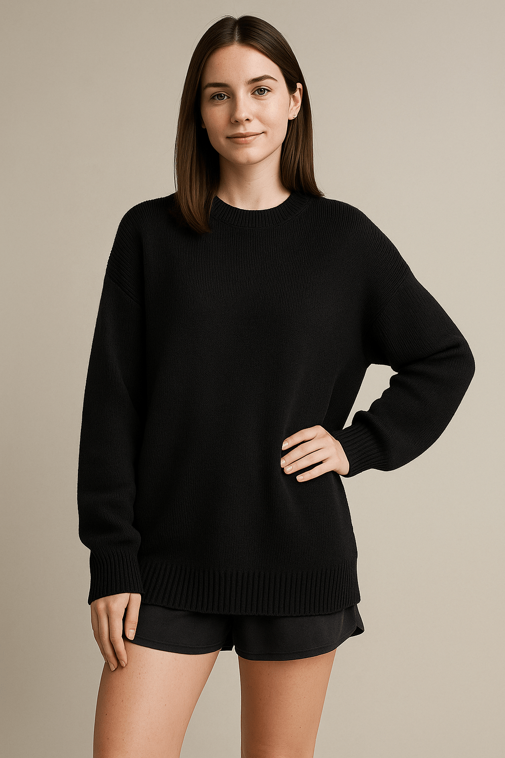 Ashford | Bella – Women’s Oversized Knit Sweater with Side Slits – Cotton Blend - Ashford London Clothing