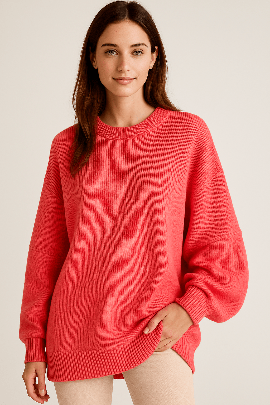 Ashford | Bella – Women’s Oversized Knit Sweater with Side Slits – Cotton Blend - Ashford London Clothing