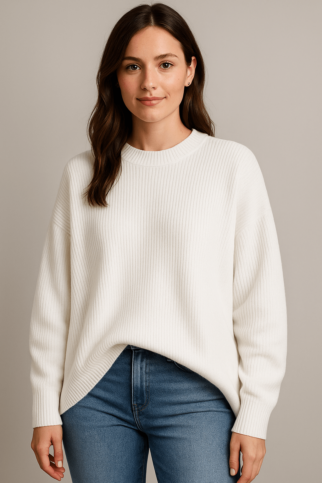 Ashford | Bella – Women’s Oversized Knit Sweater with Side Slits – Cotton Blend - Ashford London Clothing