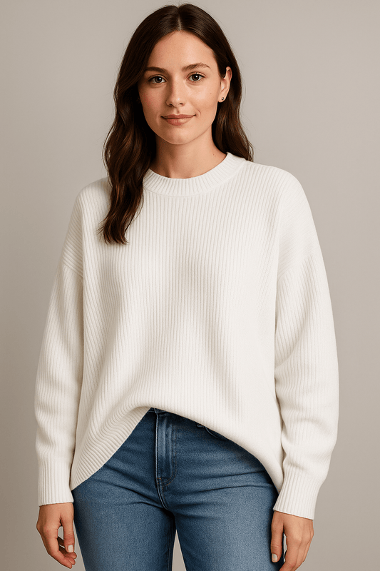 Ashford | Bella – Women’s Oversized Knit Sweater with Side Slits – Cotton Blend - Ashford London Clothing