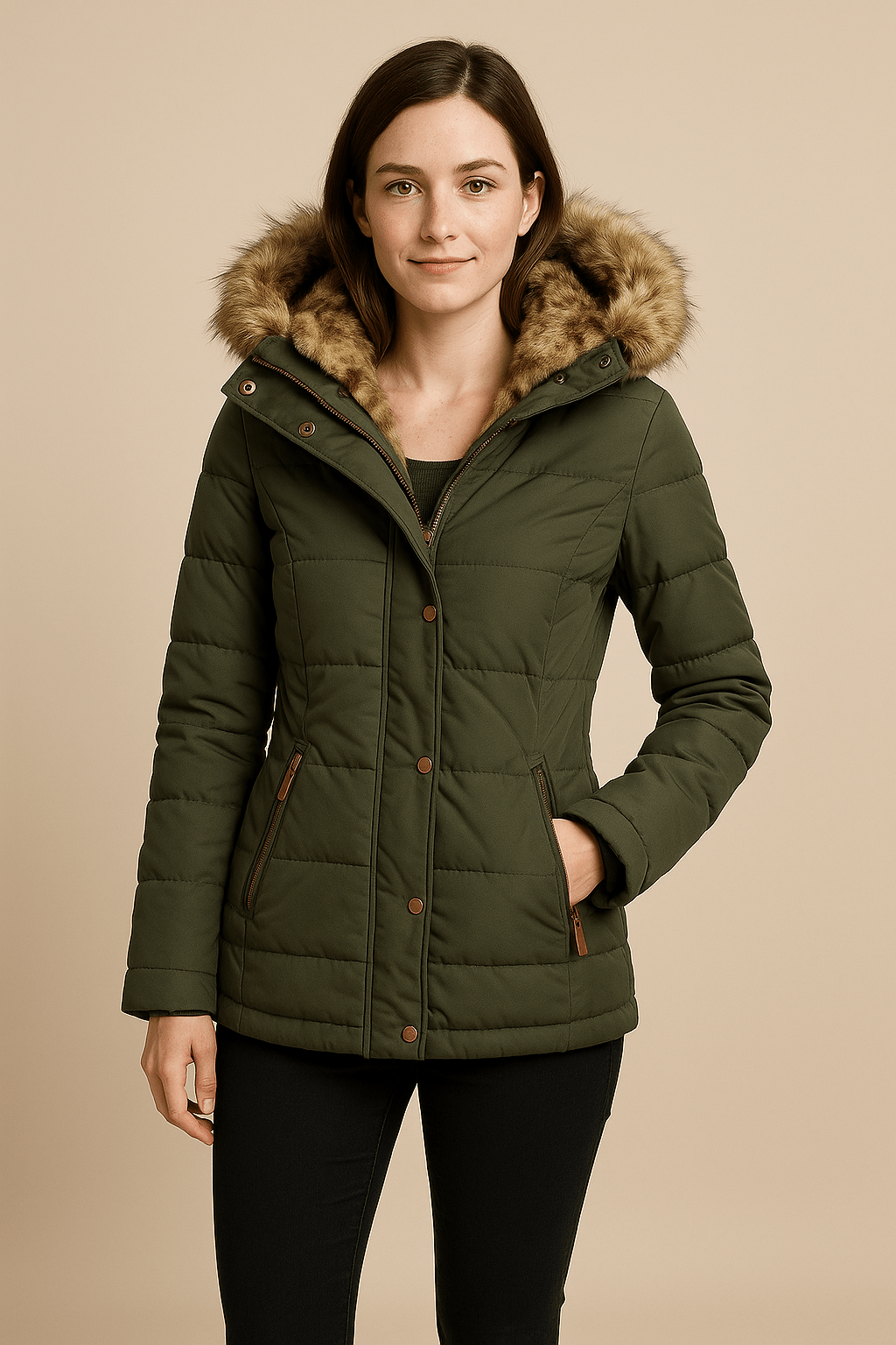 Ashford | Blake – Women’s Fitted Quilted Puffer Jacket with Faux Fur Hood - Ashford London Clothing