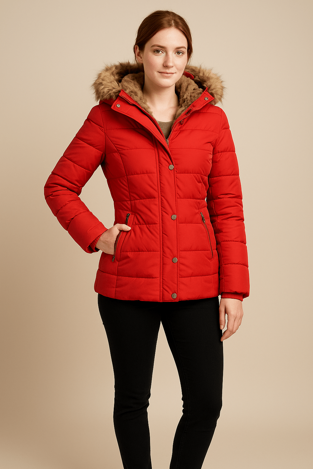 Ashford | Blake – Women’s Fitted Quilted Puffer Jacket with Faux Fur Hood - Ashford London Clothing