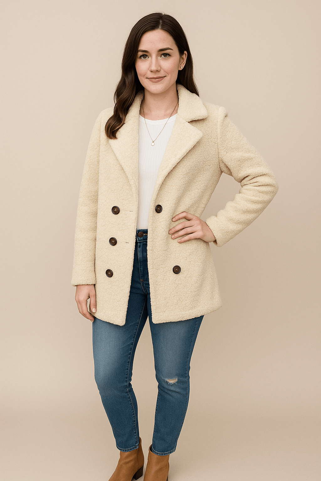 Ashford | Cleo – Women’s Oversized Sherpa Lapel Coat with Double - Breasted Design - Ashford London Clothing