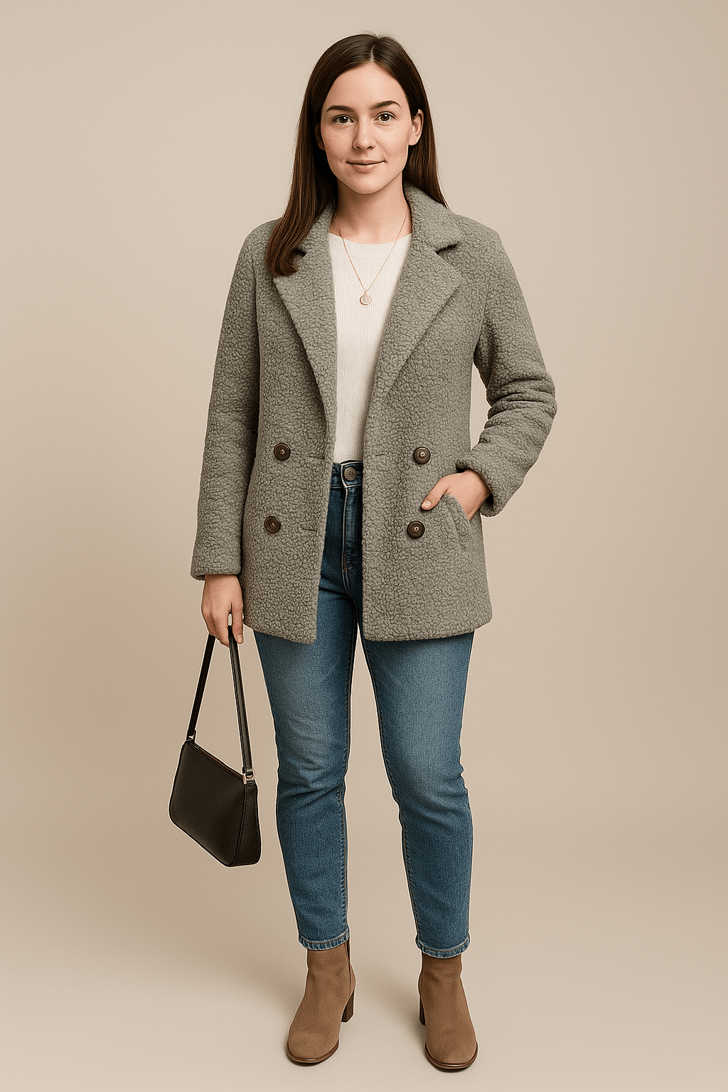 Ashford | Cleo – Women’s Oversized Sherpa Lapel Coat with Double - Breasted Design - Ashford London Clothing