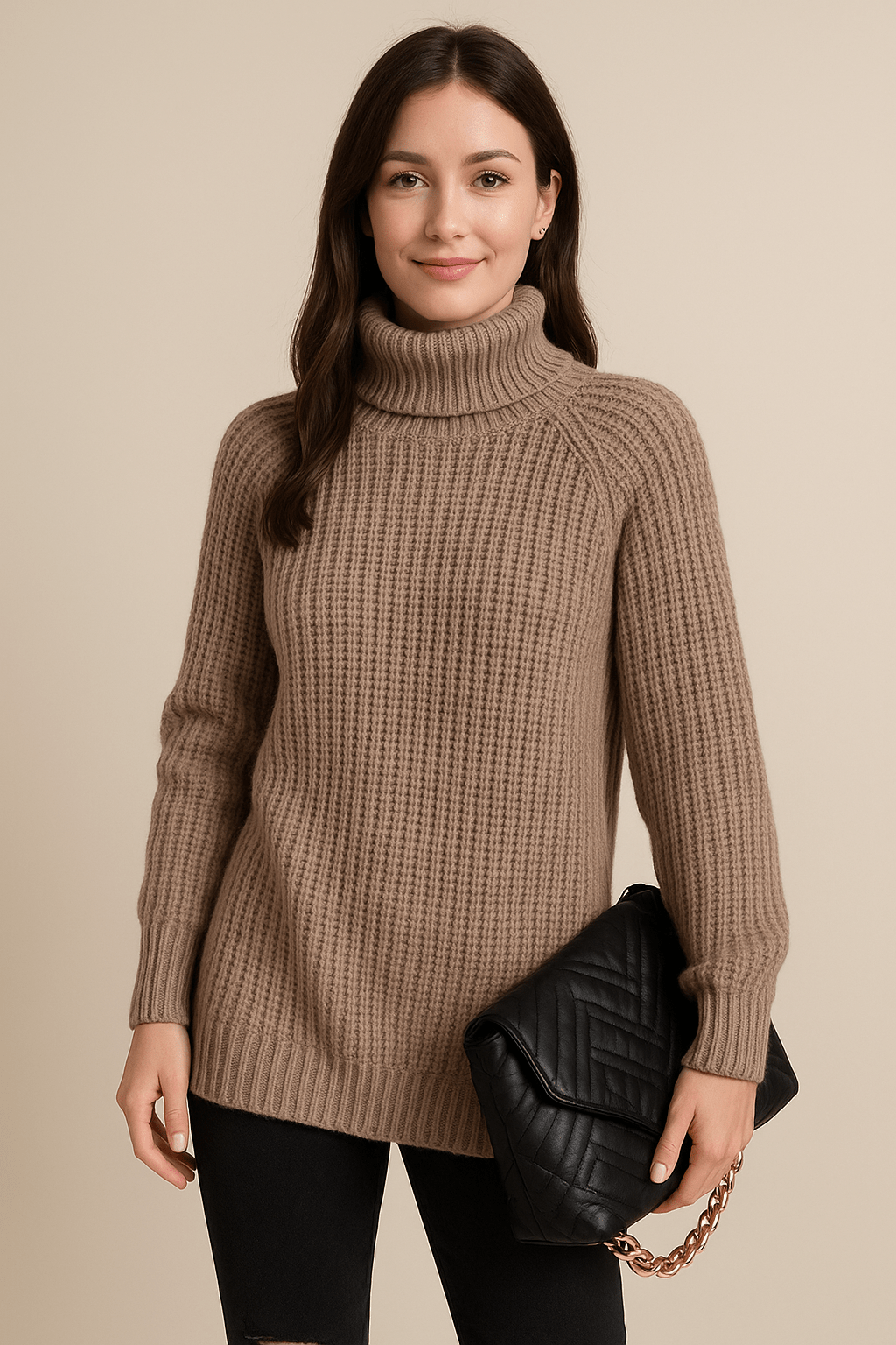 Ashford | Elsie – Ribbed Knit Slit Sweater – Green – S - Ashford London Clothing