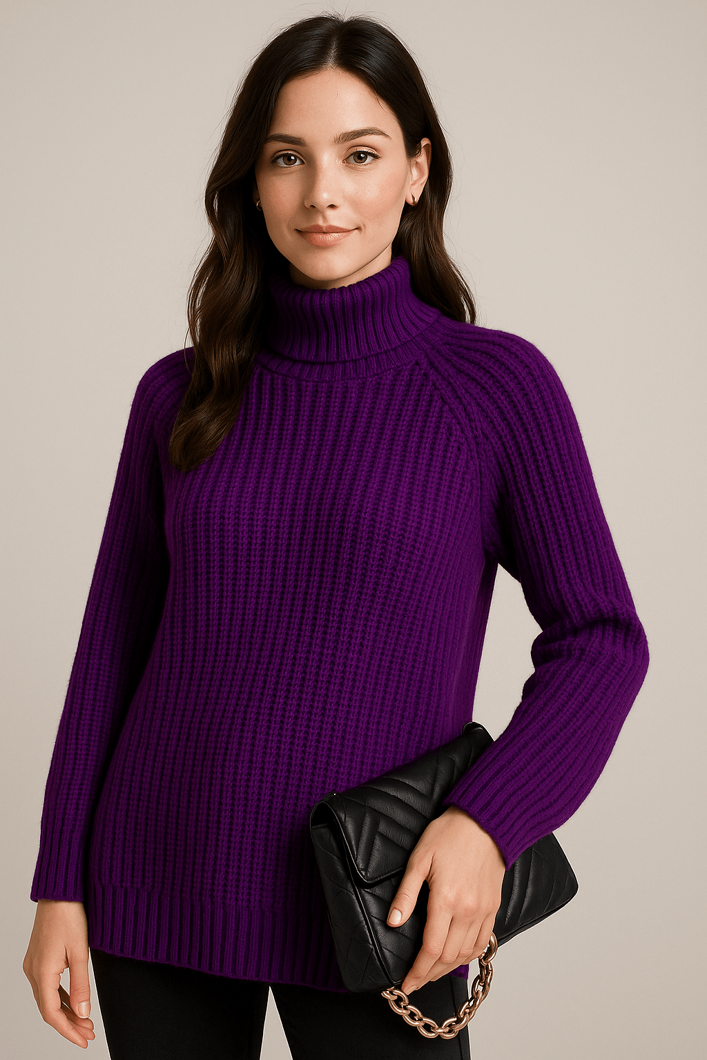 Ashford | Elsie – Ribbed Knit Slit Sweater – Green – S - Ashford London Clothing