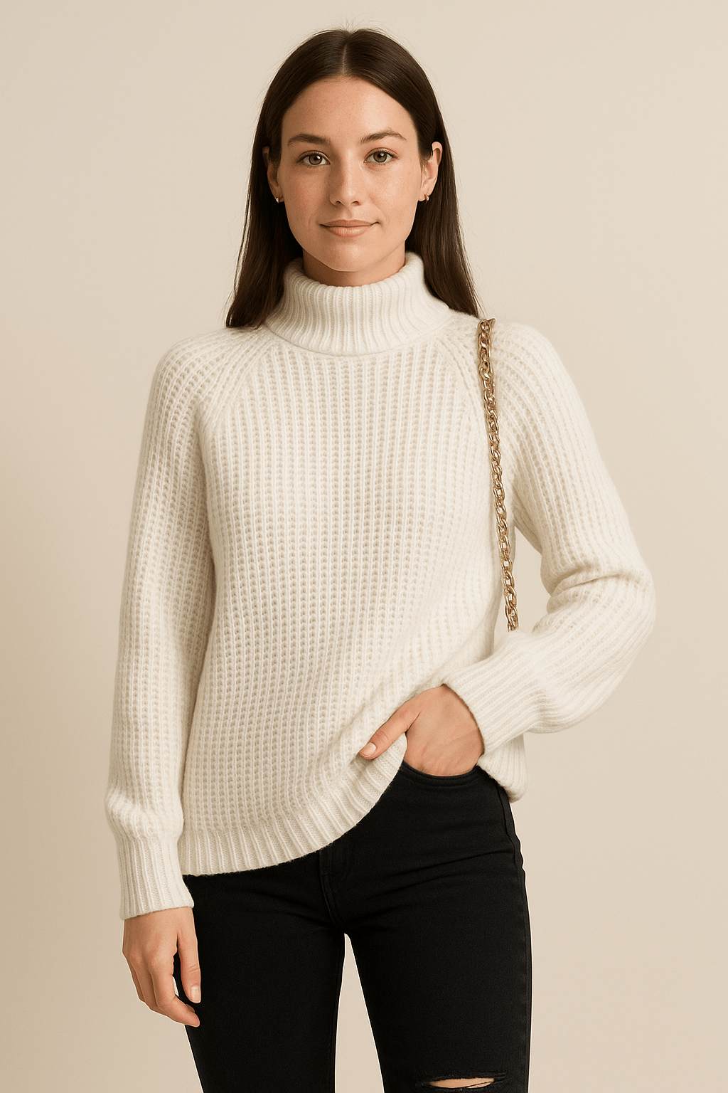 Ashford | Elsie – Ribbed Knit Slit Sweater – Green – S - Ashford London Clothing