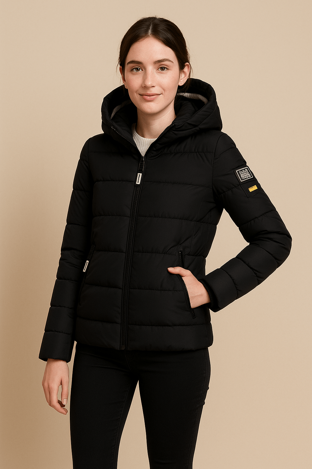 Ashford | Harlow – Women’s Relaxed Fit Quilted Padded Coat with Hood and Zipper - Ashford London Clothing