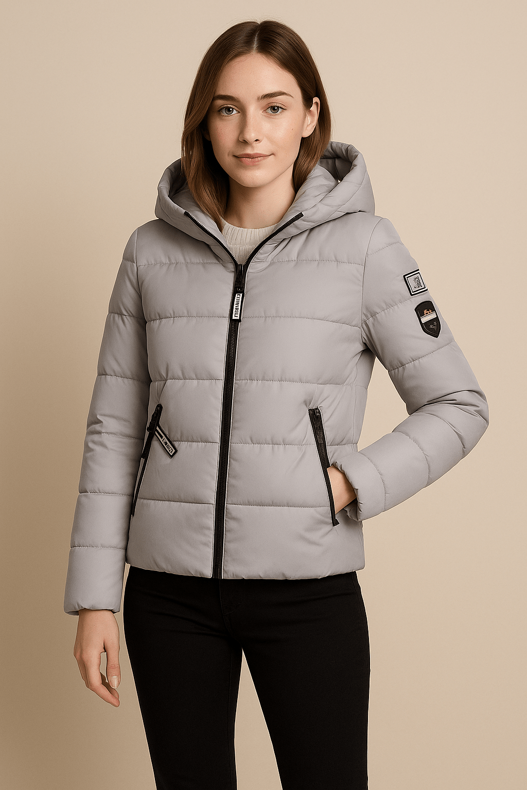 Ashford | Harlow – Women’s Relaxed Fit Quilted Padded Coat with Hood and Zipper - Ashford London Clothing