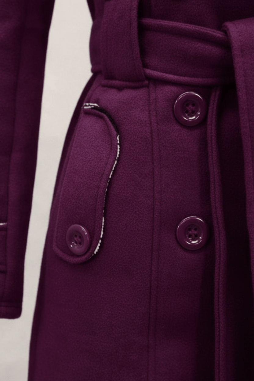 Ashford | Hermione – Women’s Wool Blend Double-Breasted Hooded Coat with Belted Waist