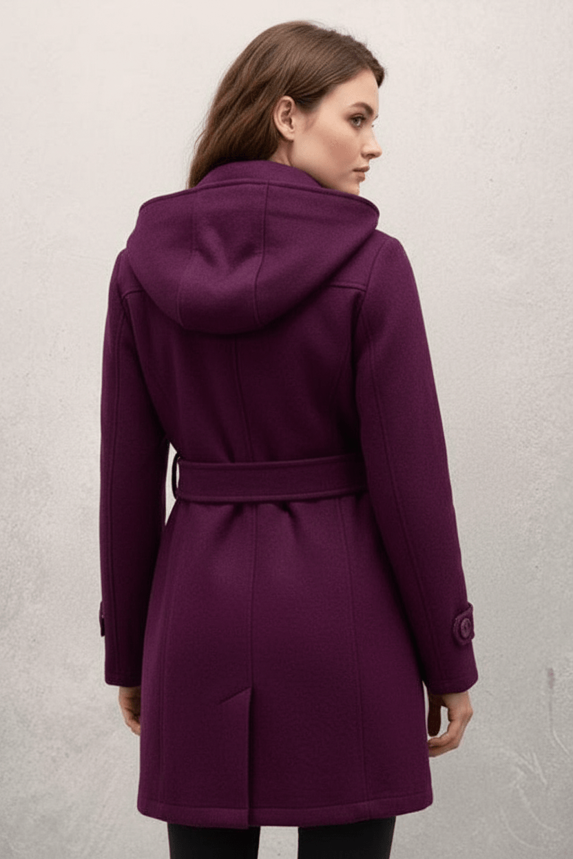 Ashford | Hermione – Women’s Wool Blend Double-Breasted Hooded Coat with Belted Waist