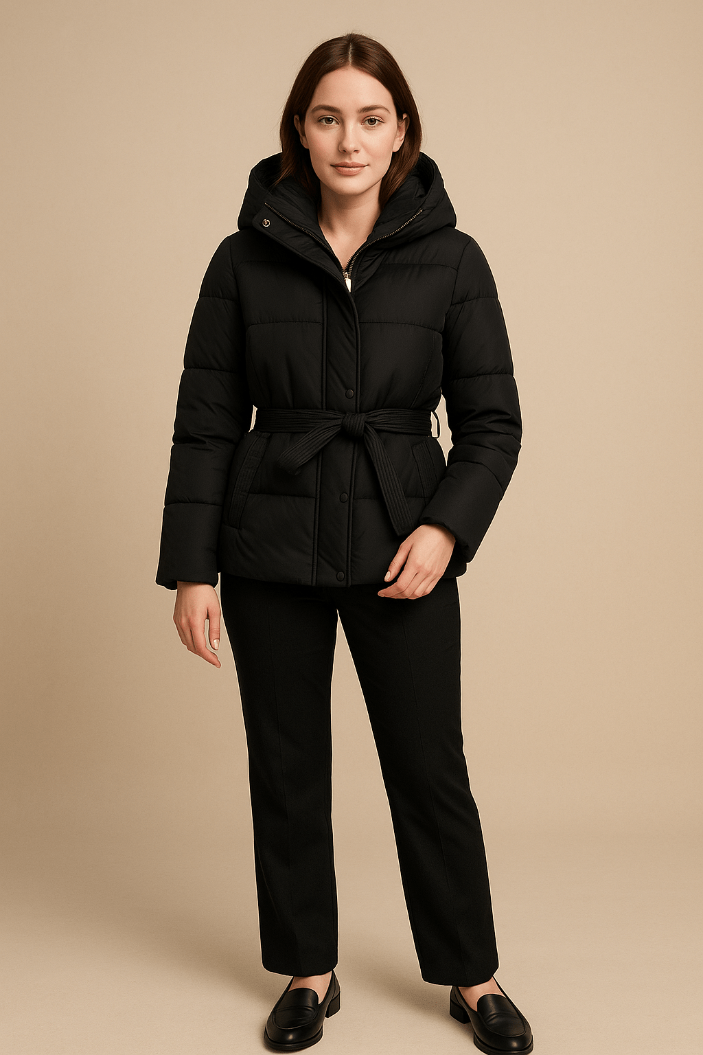 Ashford | Indie – Women’s Slim Fit Quilted Padded Coat with Hood and Tie Waist - Ashford London Clothing