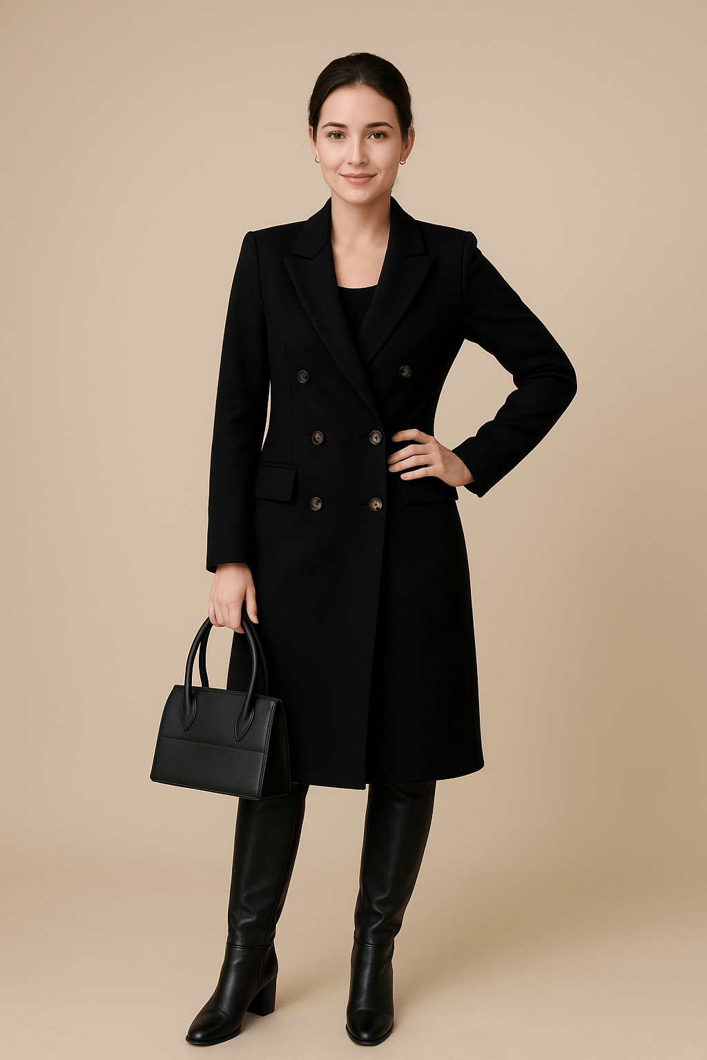 Ashford | Johanna – Women’s Long Wool - Blend Double - Breasted Coat with Tailored Fit - Ashford London Clothing