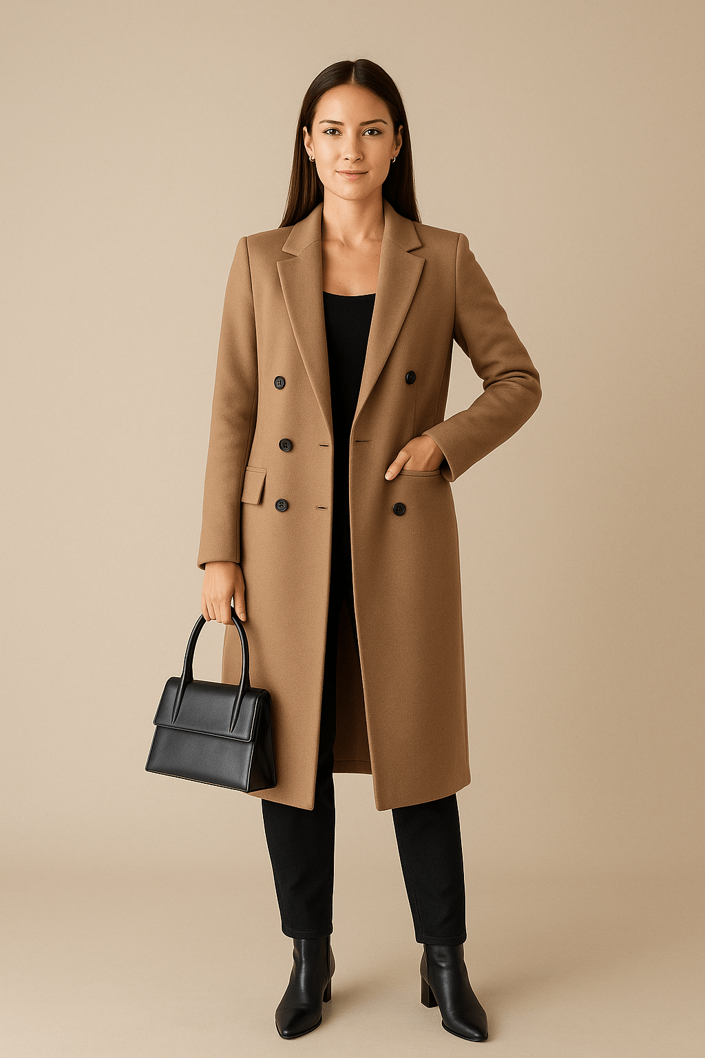 Ashford | Johanna – Women’s Long Wool - Blend Double - Breasted Coat with Tailored Fit - Ashford London Clothing