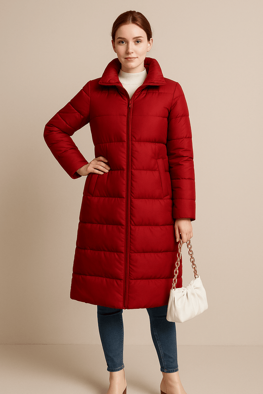 Ashford | Lana – Women’s Quilted Knee - Length Puffer Coat with Hood - Ashford London Clothing