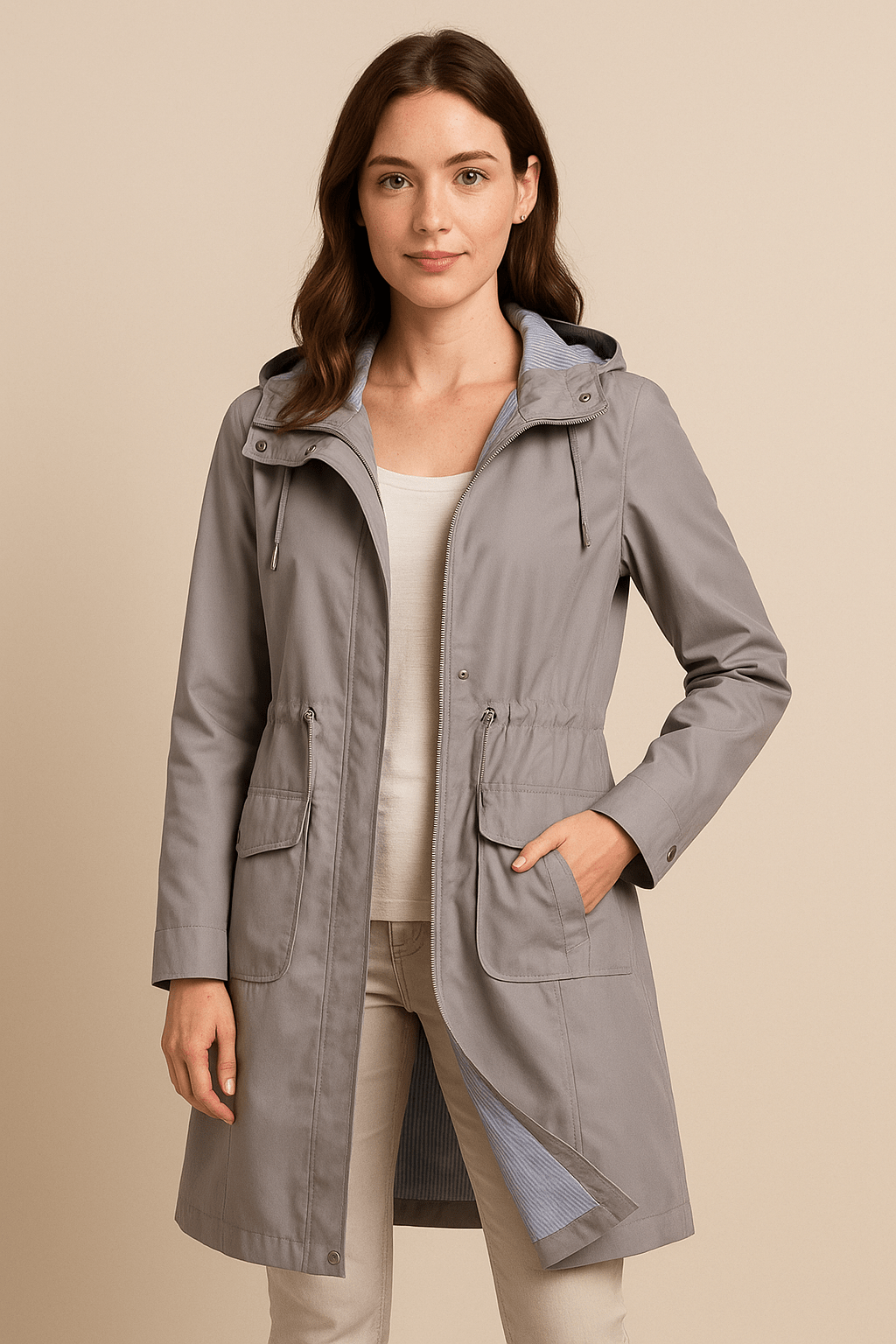 Ashford | Nala – Women’s Long Water - Resistant Hooded Jacket with Adjustable Waist - Ashford London Clothing