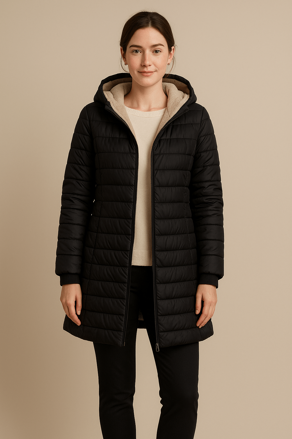 Ashford | Nia – Women’s Quilted Mid - Length Puffer Coat with Plush Lining and Hood - Ashford London Clothing