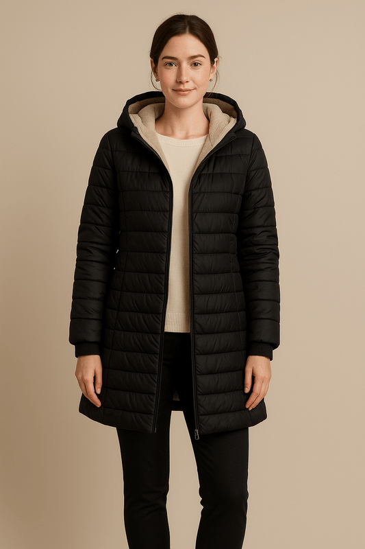 Ashford | Nia – Women’s Quilted Mid - Length Puffer Coat with Plush Lining and Hood - Ashford London Clothing
