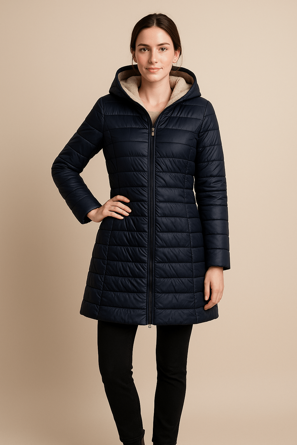Ashford | Nia – Women’s Quilted Mid - Length Puffer Coat with Plush Lining and Hood - Ashford London Clothing