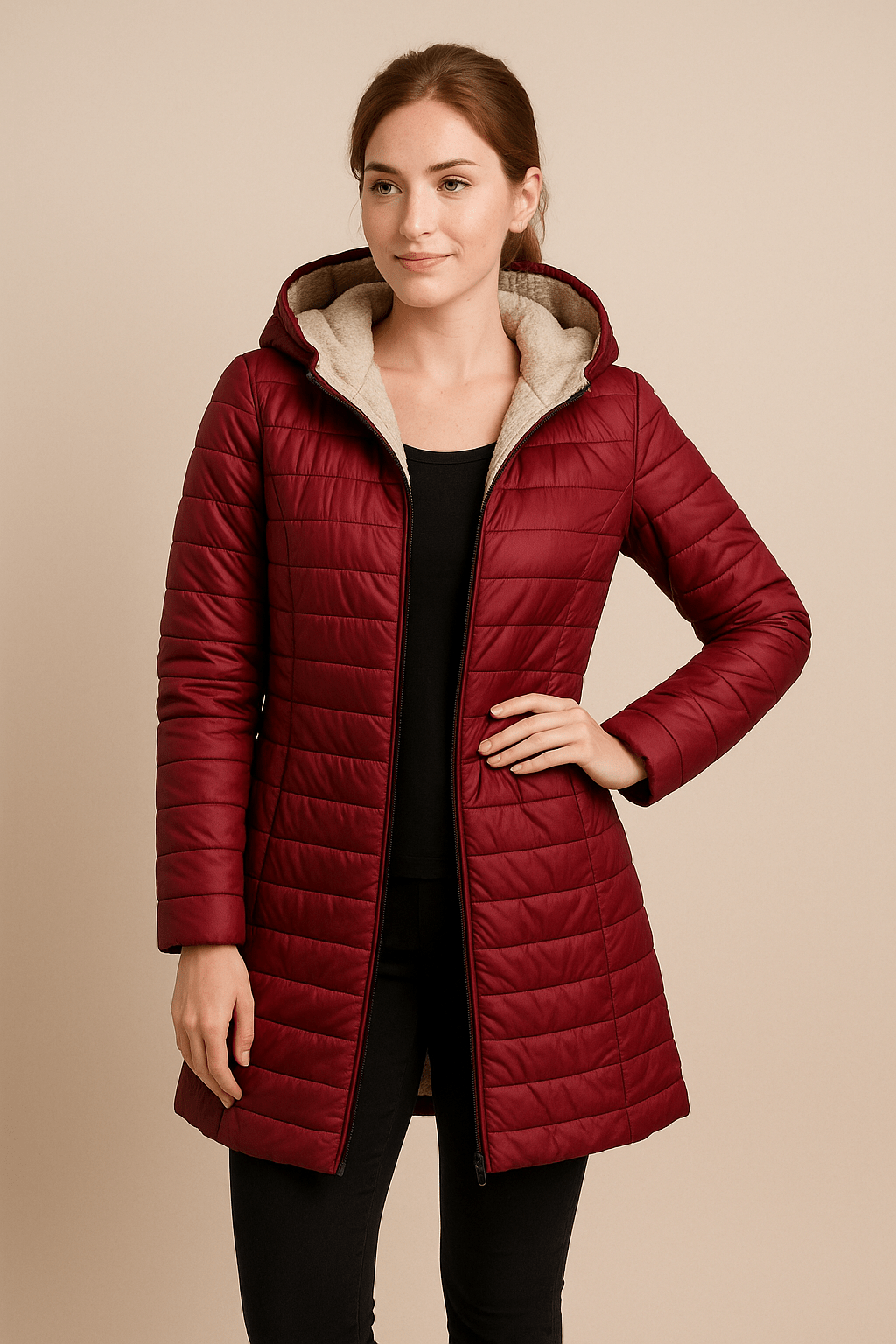 Ashford | Nia – Women’s Quilted Mid - Length Puffer Coat with Plush Lining and Hood - Ashford London Clothing