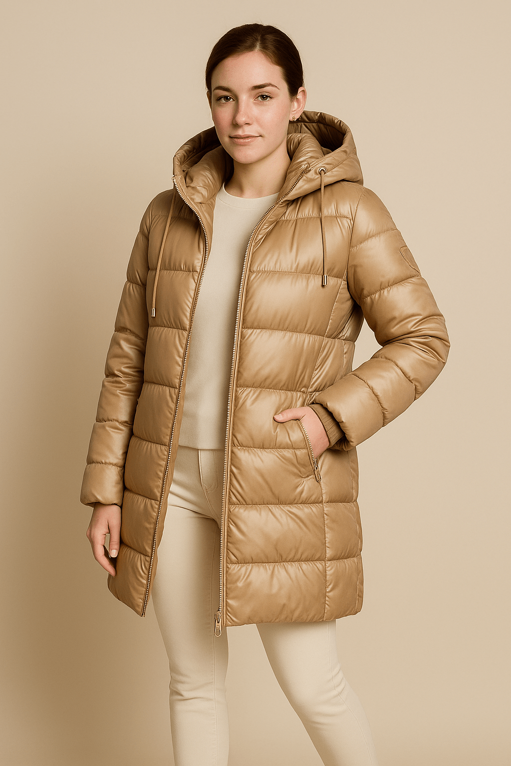 Ashford | Quinn – Women’s Mid - Length Quilted Water - Resistant Coat with Hood - Ashford London Clothing