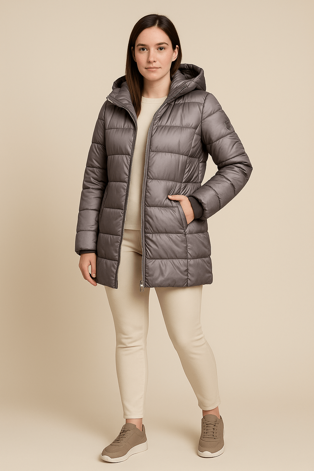 Ashford | Quinn – Women’s Mid - Length Quilted Water - Resistant Coat with Hood - Ashford London Clothing