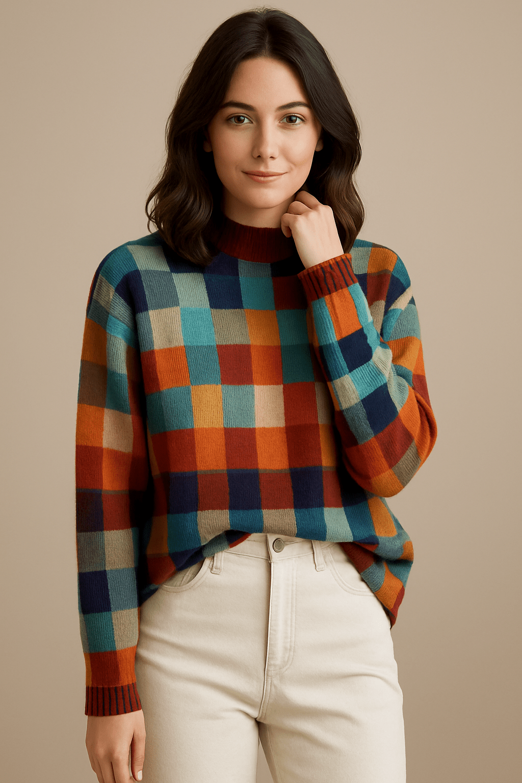 Ashford | Thea – Women’s Striped Knit Pullover with Warm Collar – Multicolour – Size S - Ashford London Clothing